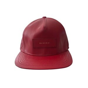 BUSCEMI Burgundy Leather Hat Cap
